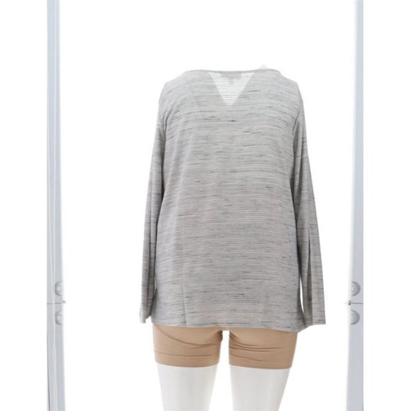 NWT DG2 BY DIANE GILMAN ASYMMETRIC STRIPED TOP HEATHER GRAY MEDIUM - Picture 5 of 13